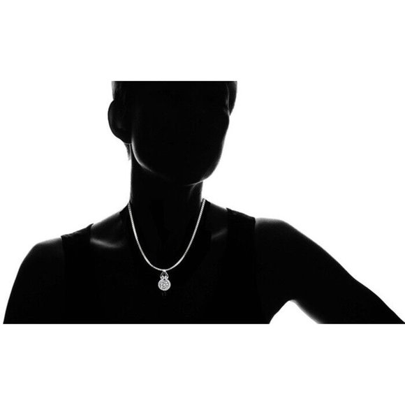 18k White Gold Plated Round Cut Crystal Necklace Made with Crystals 18' - Picture 2 of 3